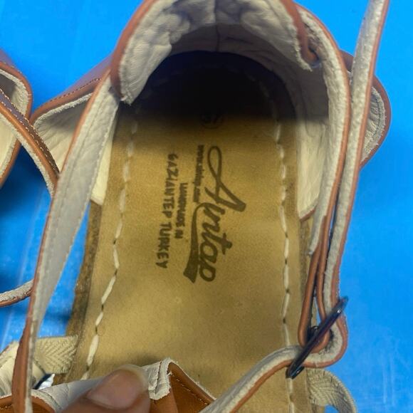 RARE Aintap Leather Turkish Strappy Sandals Flats Size 37 US 6.5 - Picture 10 of 11
